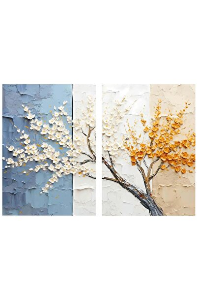 OEM Set de 2 tablouri decorative pe pânză, model arbore înflorit, 2x80x120 cm...