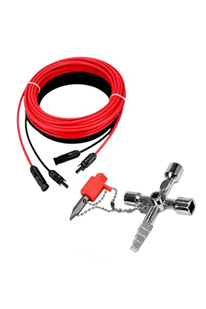Universal Cablu solar,sectiune 4 mmp,mufe MC4, 2x7 m / Cheie tip 4 in 1,pentr...