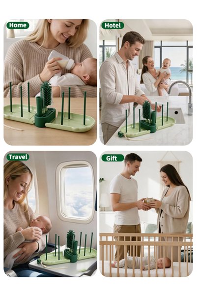 Soft Touch مجموعة فرش تنظيف زجاجات الأطفال، طقم تنظيف زجاجات السفر مع حافظة ت...