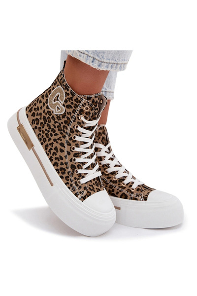 BOTO Adidași cu platformă de damă, imprimeu leopard, Meloria 38