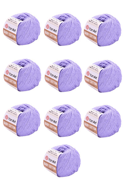Yarnart Baby Cotton 10 τεμάχια νήμα για πλέξιμο στο χέρι (417 Ανοιχτό Μωβ) 50...