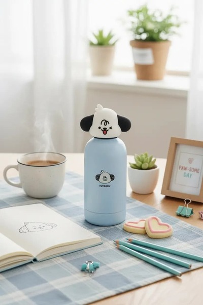Miniso Lisanslı Tutogou Dekoratif Kapaklı Çift Cidarlı Termos 380 Ml