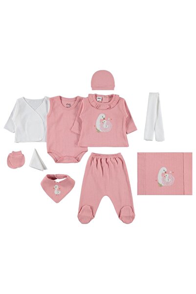 Civil Baby NB26-01 Ördek Nakış 10 lu Zıbın Setleri - Pudra