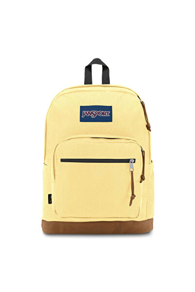 Jansport 【موسم المدارس】حقيبة مدرسية كلاسيكية ملونة مع جيب جلدي للكمبيوتر، حقي...