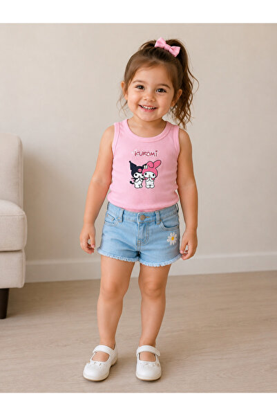 Kız Çocuk Temalı Pembe Crop