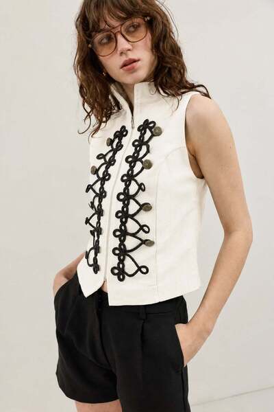 Antioch Ecru Embroidered Women's Vest
