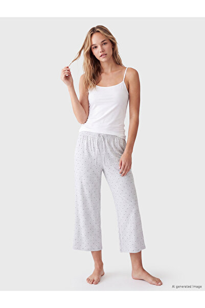 LC Waikiki Lcw Dream Gray Polka Dot Women's Capri Pajama Bottoms