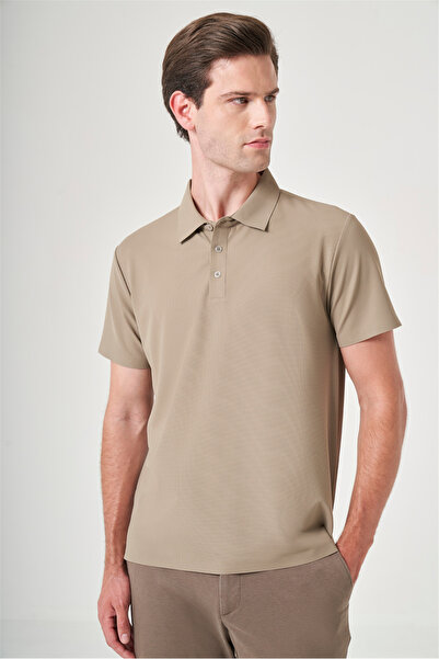 İmza Mink Polo Collar Short Sleeve Relaxed Fit Flexible Non-Curling Collar Te...