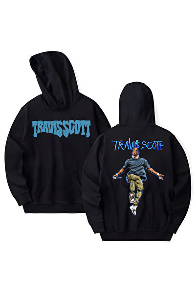STİL-X Travis Scott Printed Cotton Long Sleeve Hooded Sweatshirt with 3 Yarns