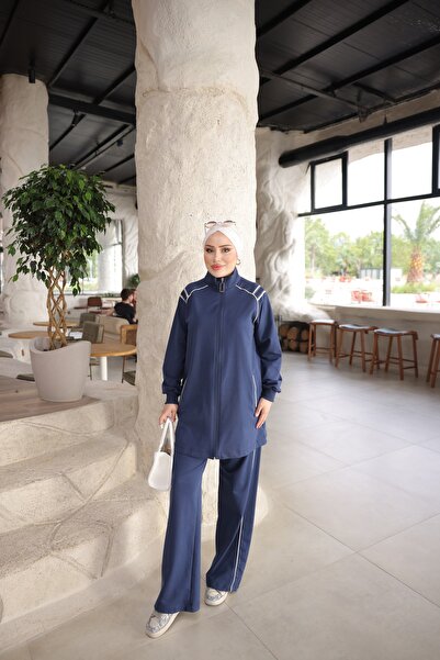 MİMİ Luxury Wear Γυναικείο σετ αθλητικής φόρμας με φερμουάρ και λεπτομέρειες ...