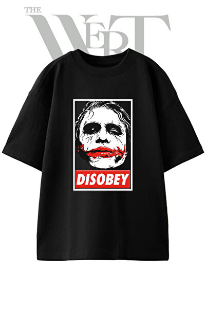 THEWERT Joker Disobey Design Printed Unisex Black Oversize T-Shirt