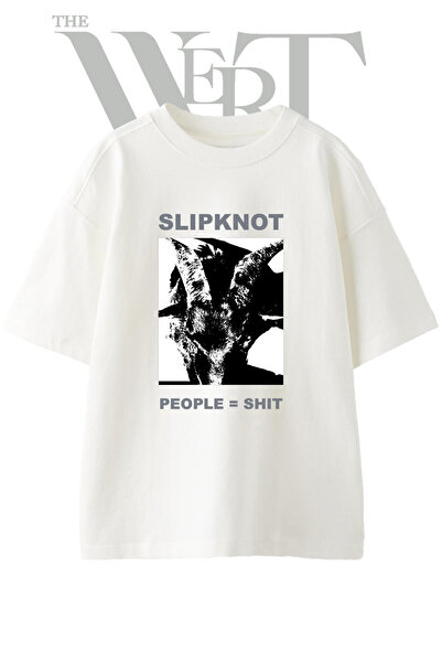 THEWERT Slipknot Goat dizajn, štampana unisex bela majica prevelikog kroja