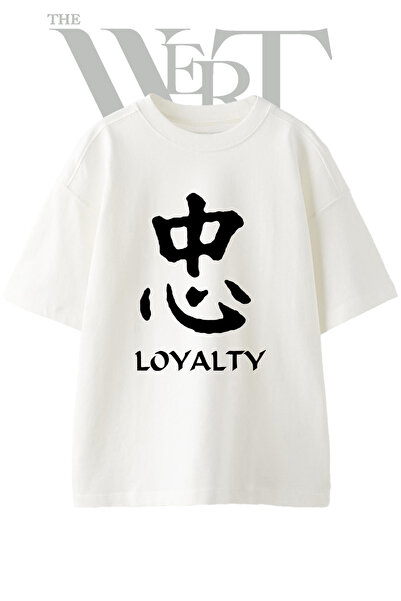 THEWERT Μπλουζάκι Unisex Λευκό Oversize με στάμπα Loyalty Kanji Design