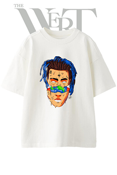 THEWERT Xxxtentacion Art Design Printed Unisex White Oversize T-Shirt