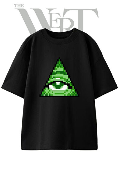 THEWERT Μπλουζάκι Illuminati Eye Design με στάμπα Unisex σε μαύρο χρώμα και o...