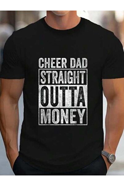4Car تي شيرت 100% قطن من القطن الخالص بتصميم "Cheer Dad Straight Outta Money"...