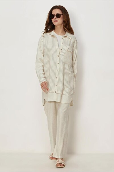 Alvina Striped Linen Pants Suit 46682