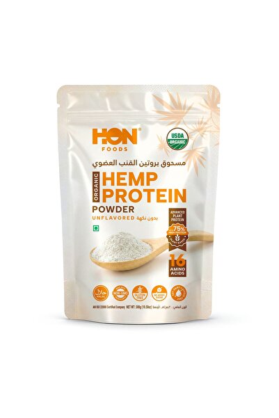 HON FOODS Organic Hemp Protein Powder 300g (Unflavored)-Up to 75% Complete Pl...
