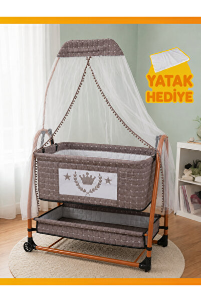 modabebekler Yatak hediyeli Anne Yanı Sallanır Sabitlenir Geniş Alt Sepetli C...