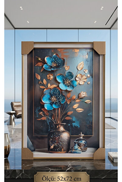 Genel Markalar 52x72 cm Modern Duvar Tablosu Çerçeveli - Işıltılı Ve Kabartma...