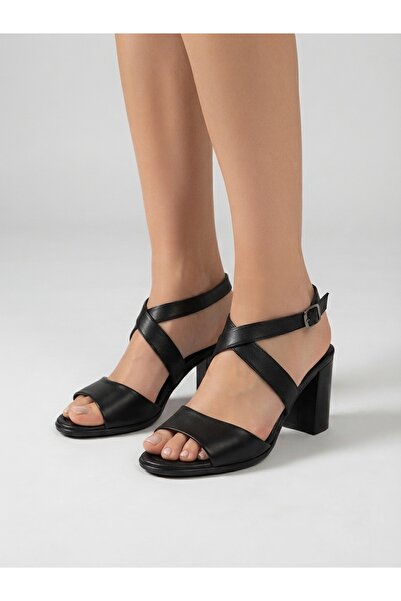 Rüya Shoes حذاء نسائي من الجلد الطبيعي بكعب سميك - 9 سم