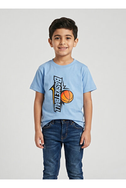 Babyqlo Boys Basketball Print Blue T-Shirt