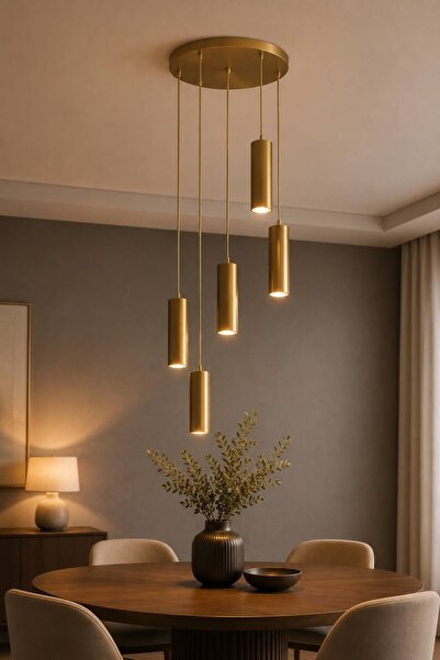 VENON LOREX 5.Lİ ESKİTME SARKIT YUVARLAK TEPSİ AVİZE ||| Sıvama Modern LED Sp...