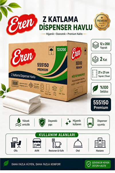 EREN Z Katlama Kağıt Havlu Peçete 12*200 Adet (2400 ADET)