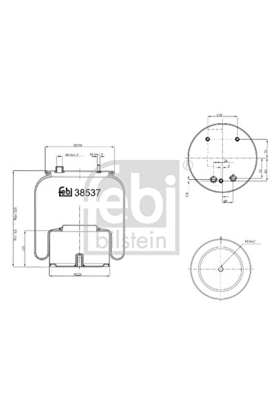 FEBI BILSTEIN Burduf Suspensie Pneumatica Puntea Spate Daf 85 Cf/95 Xf/Cf 75 ...