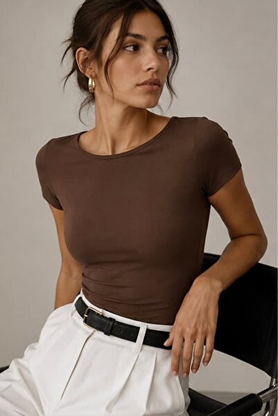 bb butik basic Soft Touch Boat Neck Short Sleeve Flexible Basic Body Md3511