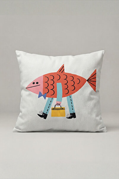 Generic Brand Pink Fish and Boots Patterned Cushion Cover 143 – Walking Fish ...
