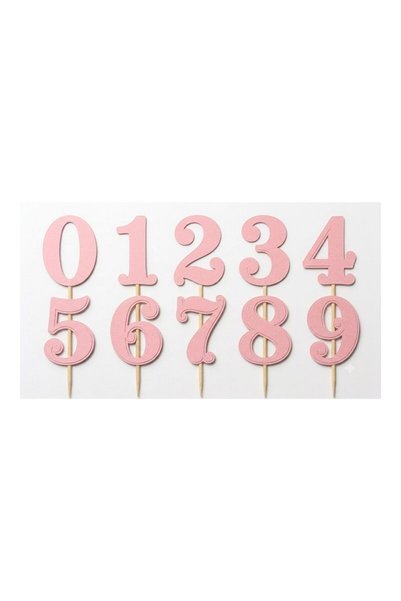 DecoParty Set de toppere pentru tort cu numere V1, roz pastel – 10 piese, car...