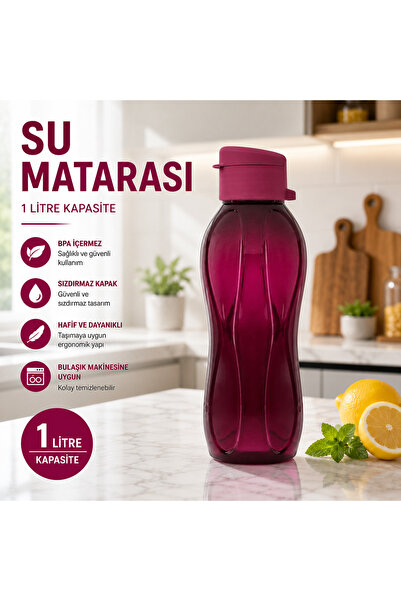 Dünya Sünger 1 Litre Su Matarası BPA İçermez 1 Adet Mor 1. Kalite Sızdırmaz K...