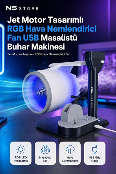 NS Store Jet Motor Temalı RGB Aydınlatmalı USB Beslemeli Masaüstü Nemlendirme...