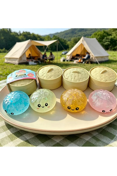 vattara Viral Çin Mantısı Squishy XL Simli Dumpling Stres Oyuncağı Büyük Boy