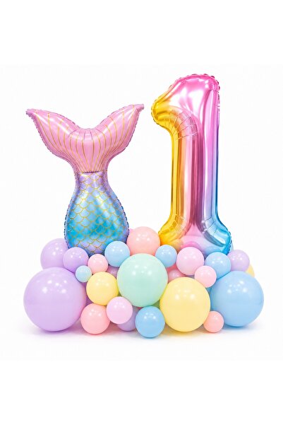 BKMC PARTY Age Balloon Mermaid Birthday Decoration Set 76 cm Number Balloon M...
