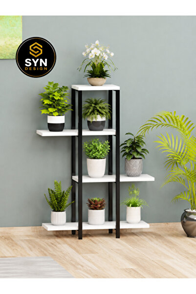 Genel Markalar SYN Design 4 Katlı Çiçeklik Metal Ayaklı Saksılık Bitki Standı...