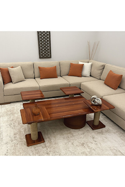 GLAMOURE HOME طقم طاولات قهوة وضيافة مودرن 5 قطع – طاولة وسط مستطيلة دورين مع...