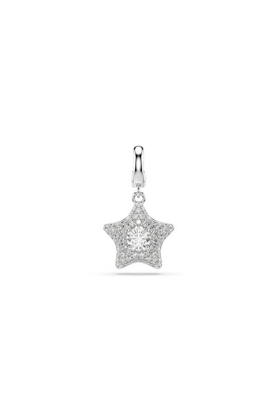 Swarovski Sublima Charm, Yuvarlak kesim, Yıldız, Beyaz, Rodyum kaplama