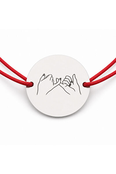 Simoshop Brățară argint 925 cu bănuț Pinky Promise, șnur reglabil — cadou pen...