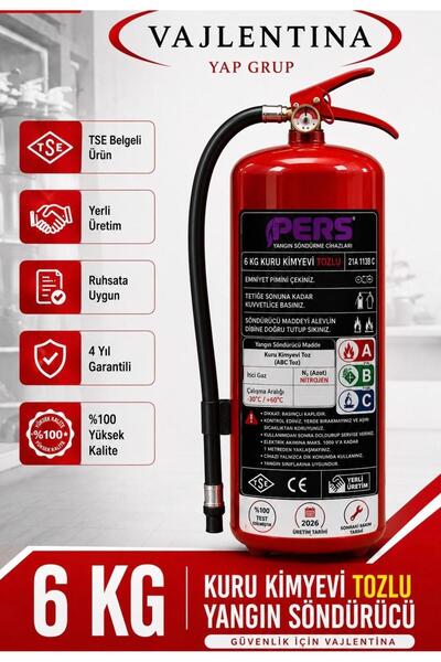 VALLENTİNA 6 Kg Kuru Kimyevi Tozlu Yangın Söndürme Tüpü TSE-HYB/CE BELGELİ 4 ...