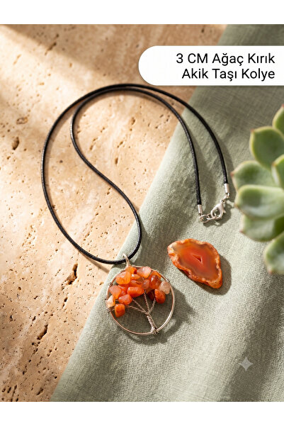 Srctech Broken Agate Stone Necklace with Tree of Life Figure – Natural Stone ...