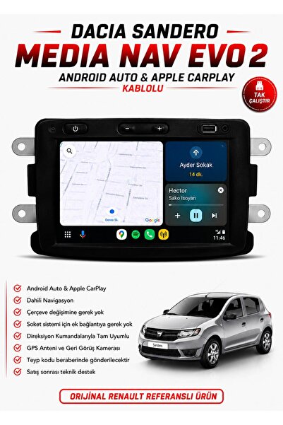 Dacia Sandero Uyumlu (2013-2020) Media Nav Evo 2 Orijinal Multimedya Navigasy...