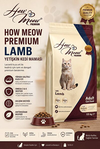 HOW ME YAV How Meow kuzu etli yetişkin kedi maması 15 KG