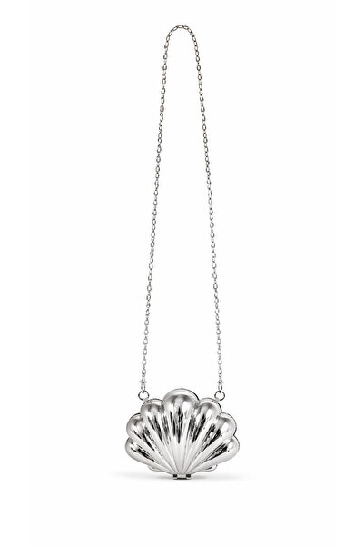 GZ GAIBAG Silver İnce Zincirli Kadın Mini İstiridye Çanta | Gece & Davet