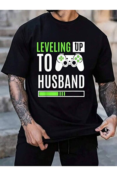 9TAY 100% Cotton Leveling Up To Husband Gaming Gender Reveal Announcement Men...