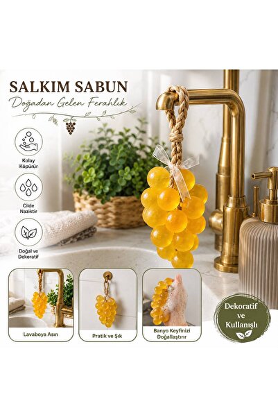 Salkım Sabun Üzüm Şekilli Dekoratif El ve Banyo Sabunu İpli Asılabilir