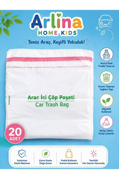 Arlina Home Kids 20-Pack of Adhesive Garbage Bags for Vehicles