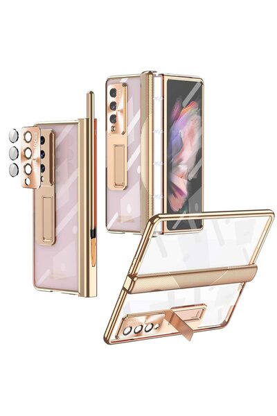 OEM Θήκη bumper συμβατή με Galaxy Z Fold 5, Διαφανής, από πολυκαρβονικό, Χρυσ...
