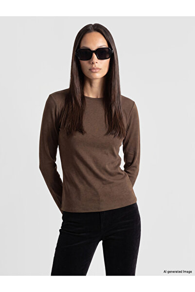LC Waikiki Brown Crew Neck Women's Bodysuit